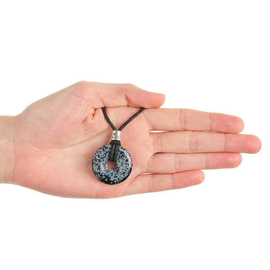 Capricorn Snowflake Obsidian Power Ring Pendant  – Zodiac Birthstone Necklace - Crystal Nest