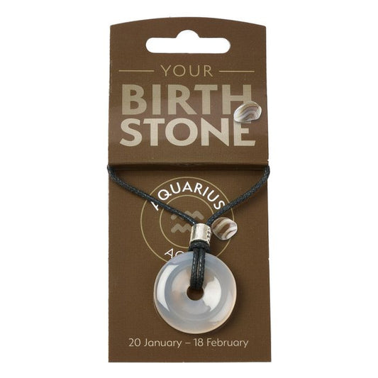 Aquarius Agate Power Ring Pendant – Zodiac Birthstone Necklace - Crystal Nest