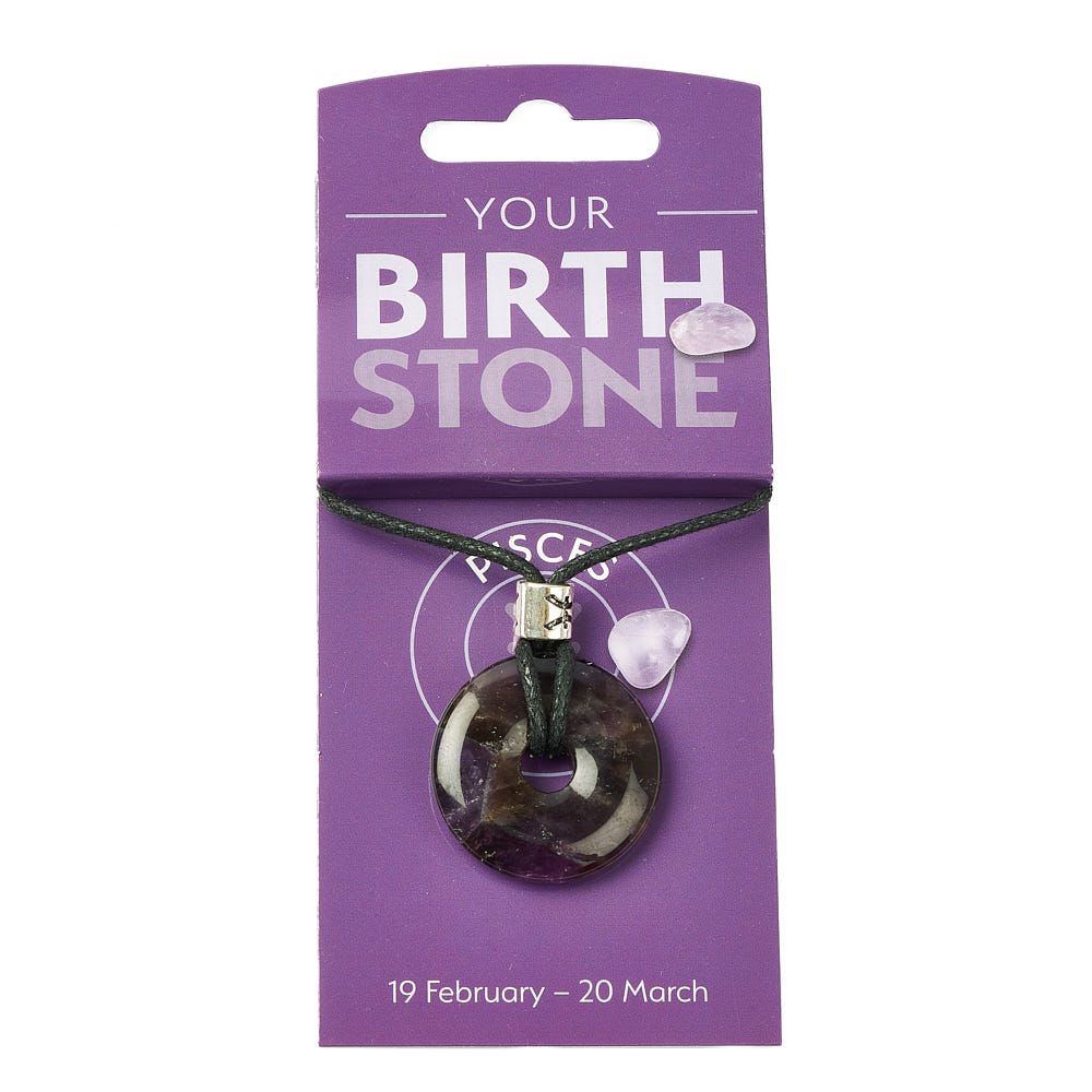 Pisces Amethyst Power Ring Pendant  – Zodiac Birthstone Necklace - Crystal Nest