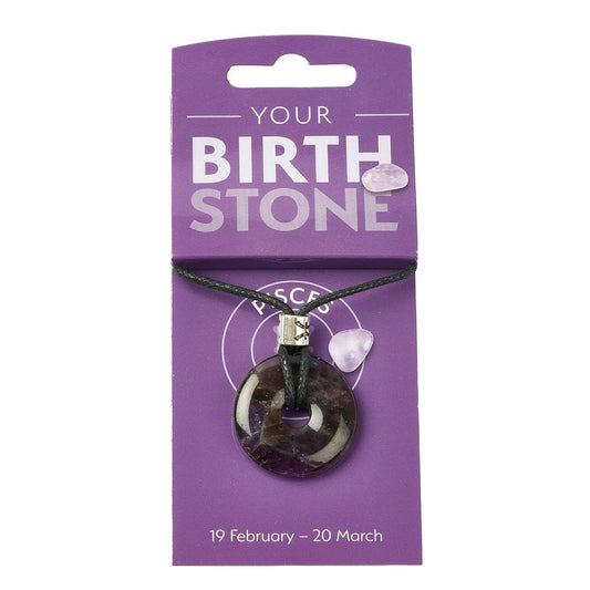 Pisces Amethyst Power Ring Pendant  – Zodiac Birthstone Necklace - Crystal Nest