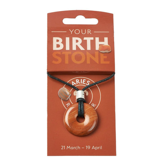 Aries Red Jasper Power Ring Pendant – Zodiac Birthstone Necklace - Crystal Nest