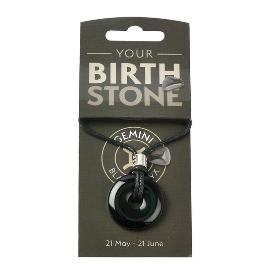Gemini Black Onyx Power Ring Pendant – Zodiac Birthstone Necklace - Crystal Nest