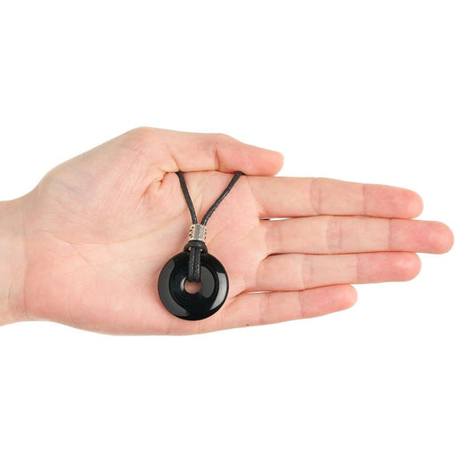 Gemini Black Onyx Power Ring Pendant – Zodiac Birthstone Necklace - Crystal Nest