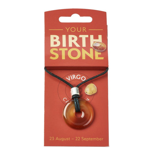 Virgo Carnelian Power Ring Pendant  – Zodiac Birthstone Necklace - Crystal Nest