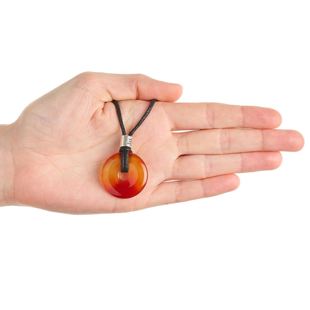 Virgo Carnelian Power Ring Pendant  – Zodiac Birthstone Necklace - Crystal Nest