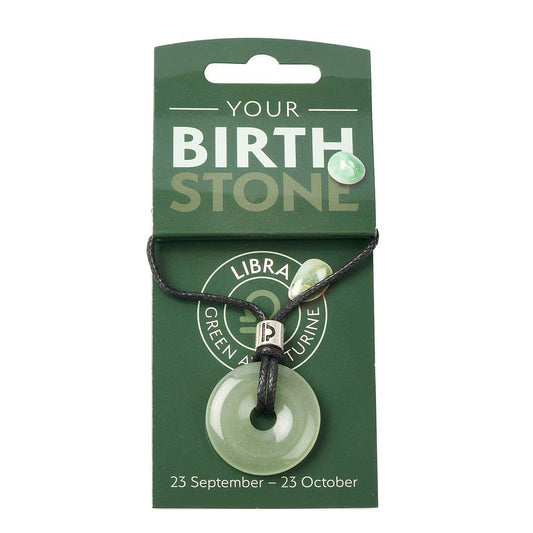 Libra Green Aventurine Power Ring Pendant – Zodiac Birthstone Necklace - Crystal Nest