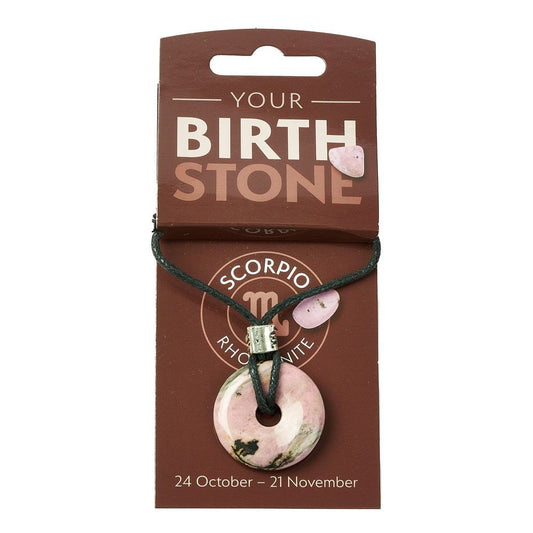 Scorpio Rhodonite Power Ring Pendant – Zodiac Birthstone Necklace - Crystal Nest