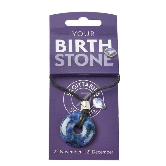 Sagittarius Sodalite Power Ring Pendant – Zodiac Birthstone Necklace - Crystal Nest