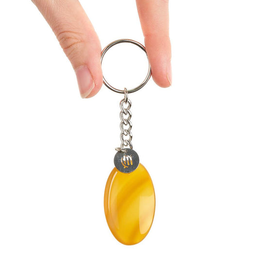 Virgo Carnelian Birthstone Keyring with Zodiac Charm - Crystal Nest