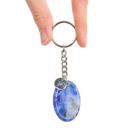 Sagittarius Sodalite Birthstone Keyring with Zodiac Charm - Crystal Nest