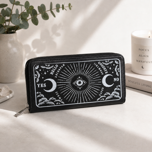 Black Celestial Tarot Zip Purse | All-Seeing Eye