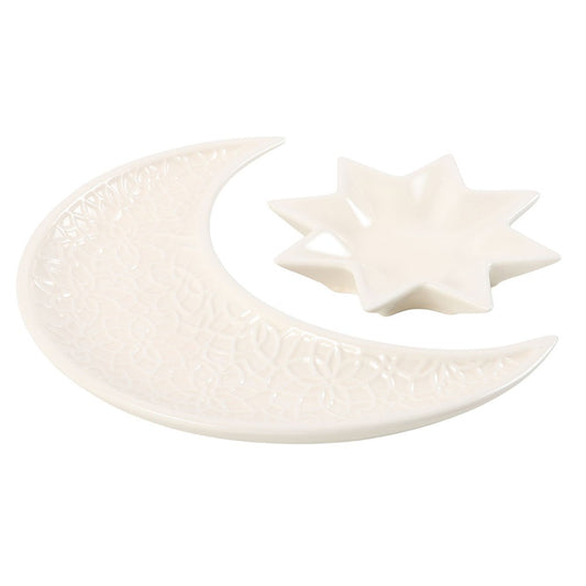 Crescent Moon & Star Ceramic Trinket Dish Set