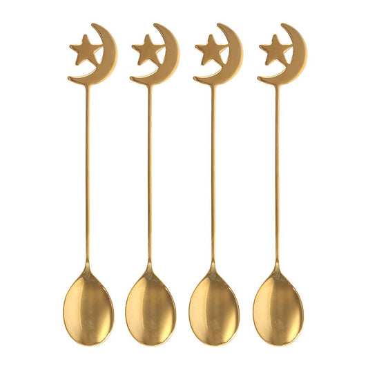 Star & Moon Golden Teaspoons | Set of 4 - Crystal Nest