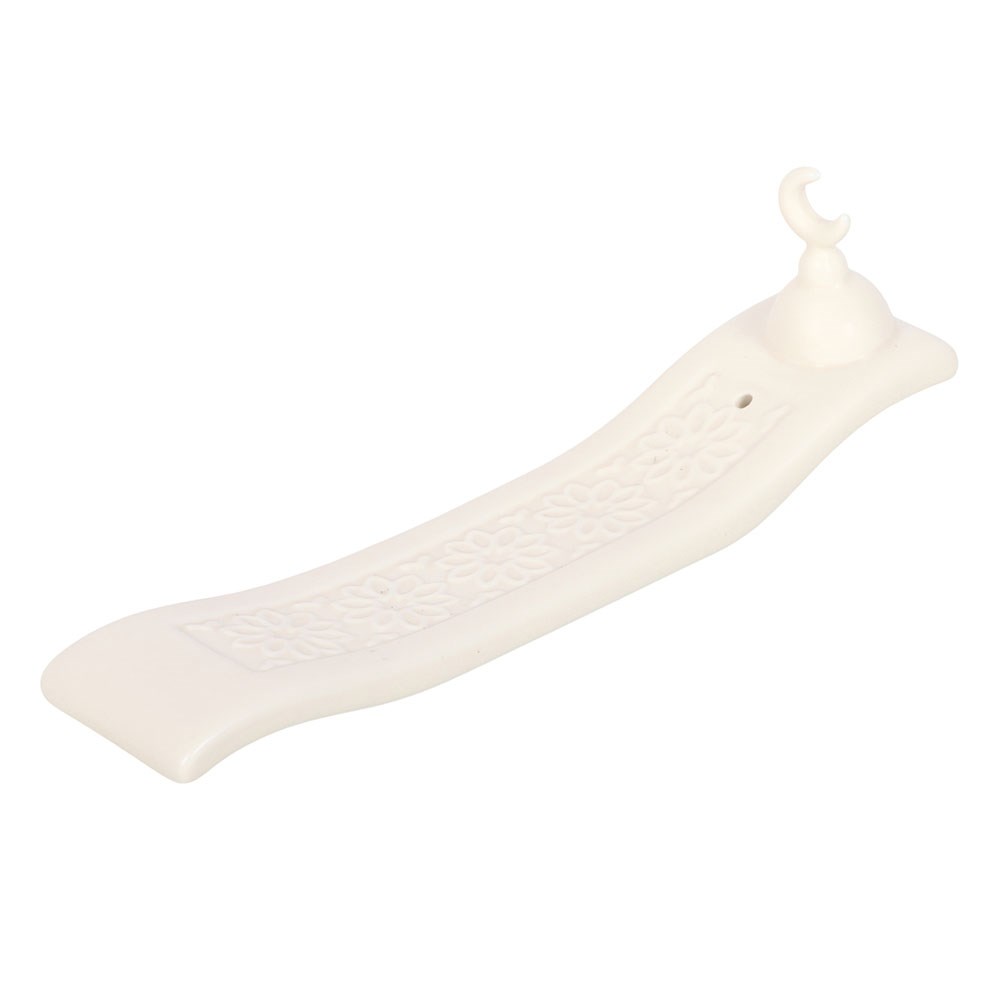 Crescent Moon Incense Holder – Ceramic Ash Catcher - Crystal Nest