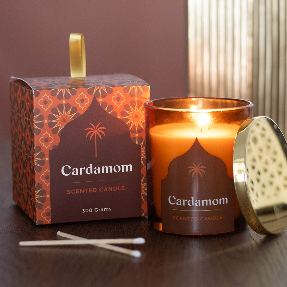 Cardamom Scented Candle - 300g | Luxury Arabian Nights Fragrance - Crystal Nest