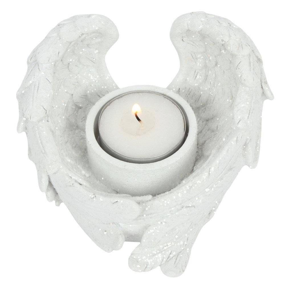 Glitter Angel Wing Candle Holder - Crystal Nest