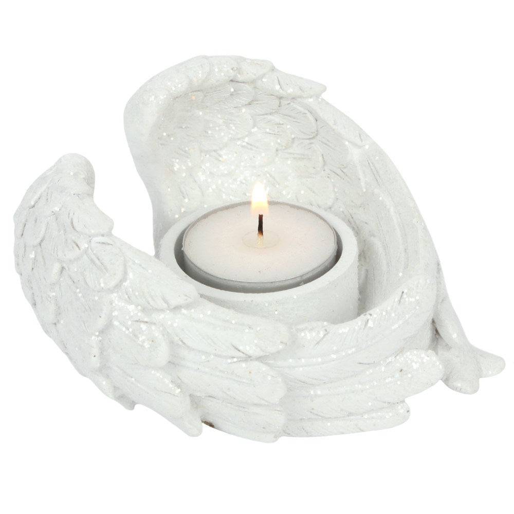 Glitter Angel Wing Candle Holder - Crystal Nest