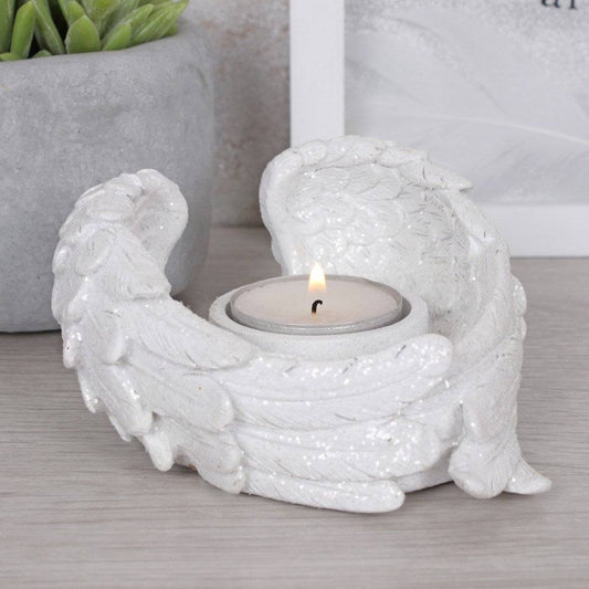 Glitter Angel Wing Candle Holder - Crystal Nest