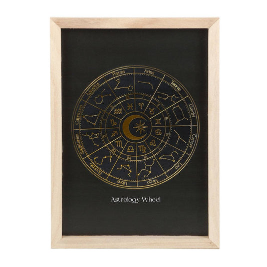 Black & Gold Astrology Wheel Framed Wall Art Print - Crystal Nest