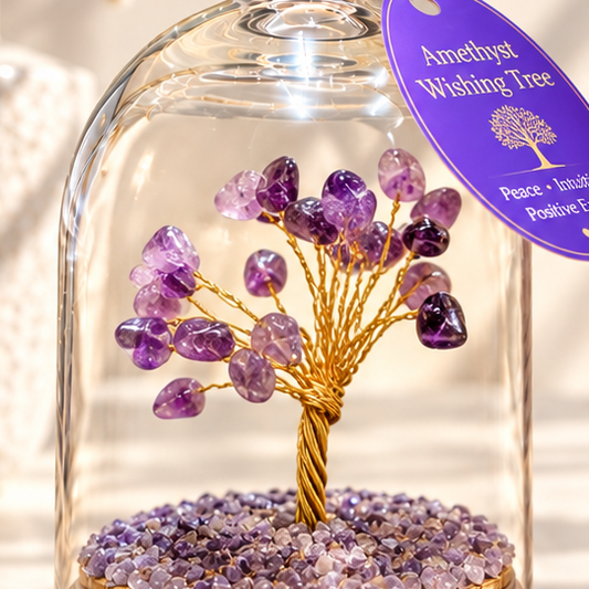 Amethyst Crystal Tree Under Glass Dome | Calming Energy - Crystal Nest