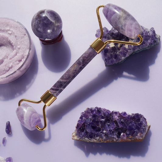 Amethyst Facial Roller | Skincare Tool for Balance, Anti-Puffiness & Radiant Skin - Crystal Nest