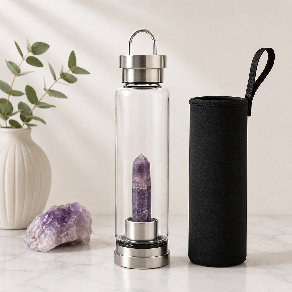 Amethyst Crystal Infused Water Bottle | 500ml