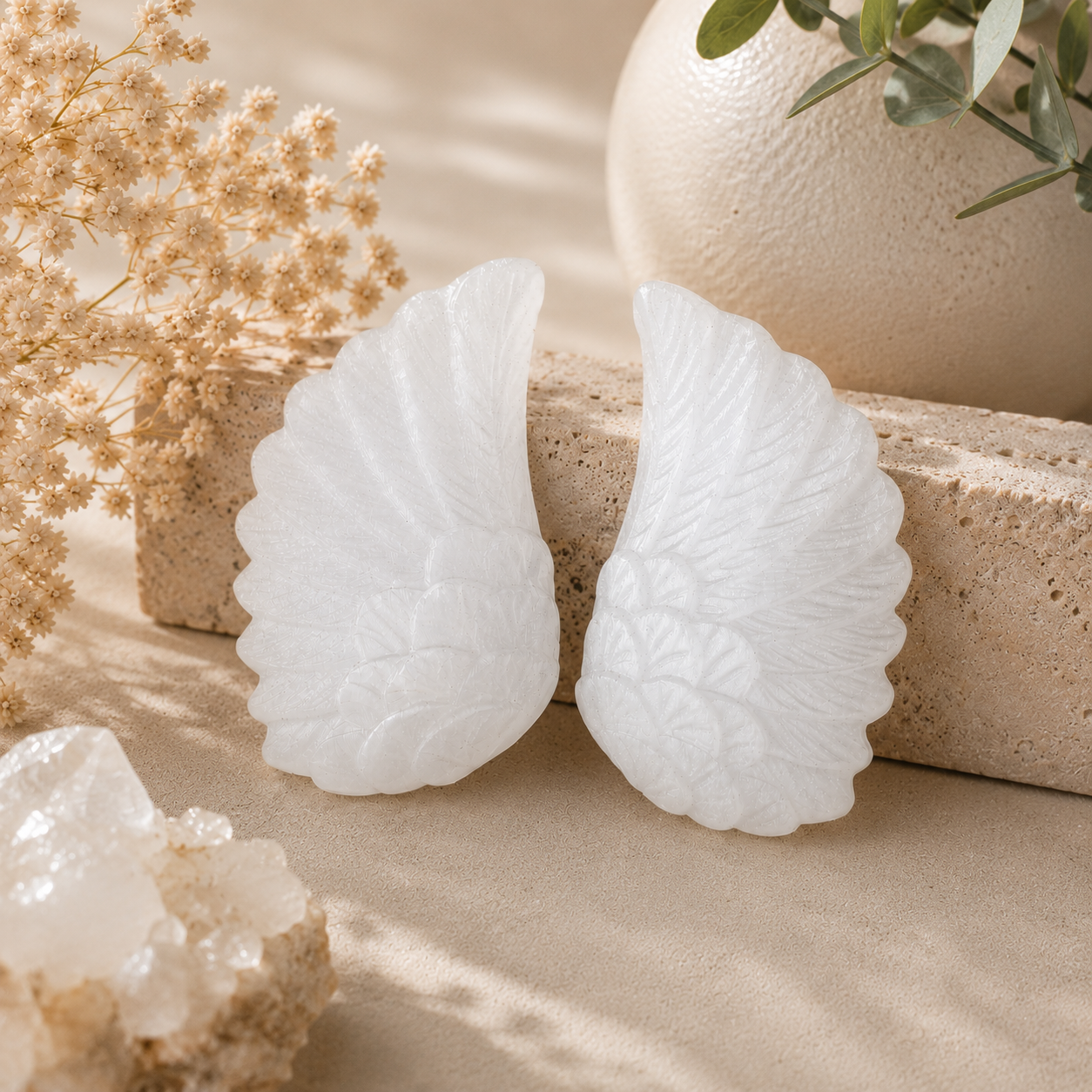 Selenite Angel Wings Pair 10cm | Crystal Protection Wings