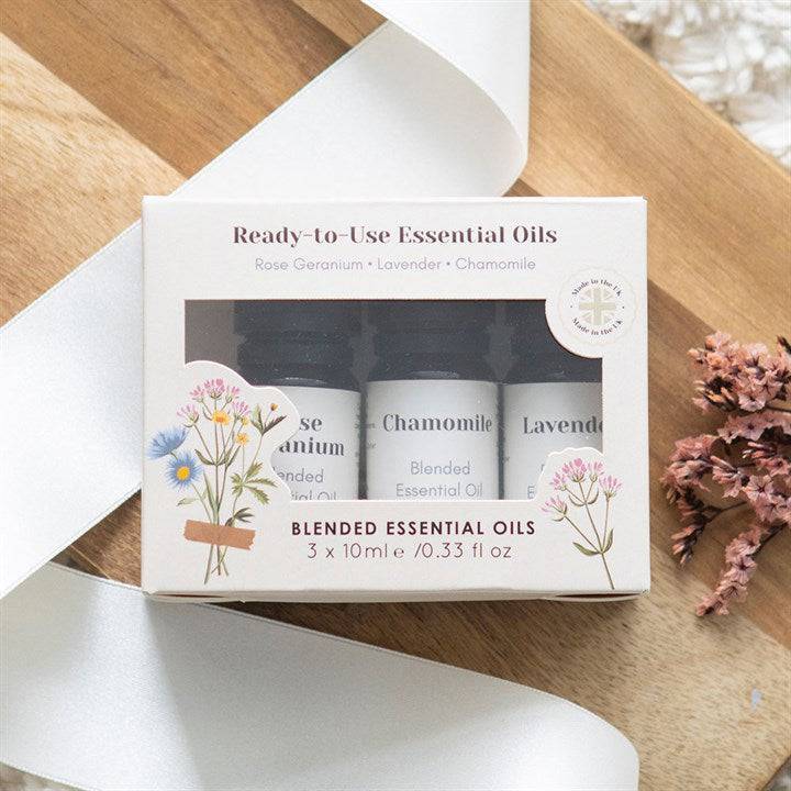 Set of 3 Floral Blended Essential Oils – Relax & Unwind - Crystal Nest