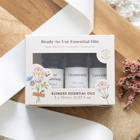 Set of 3 Floral Blended Essential Oils – Relax & Unwind - Crystal Nest