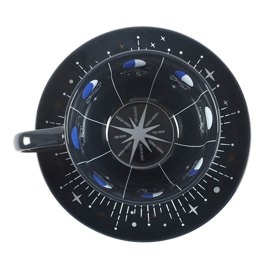 Blue Moon Phase Teacup & Saucer - Crystal Nest