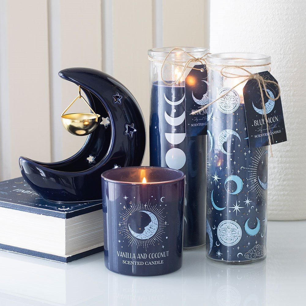 Blue Crescent Moon Oil Burner - Crystal Nest