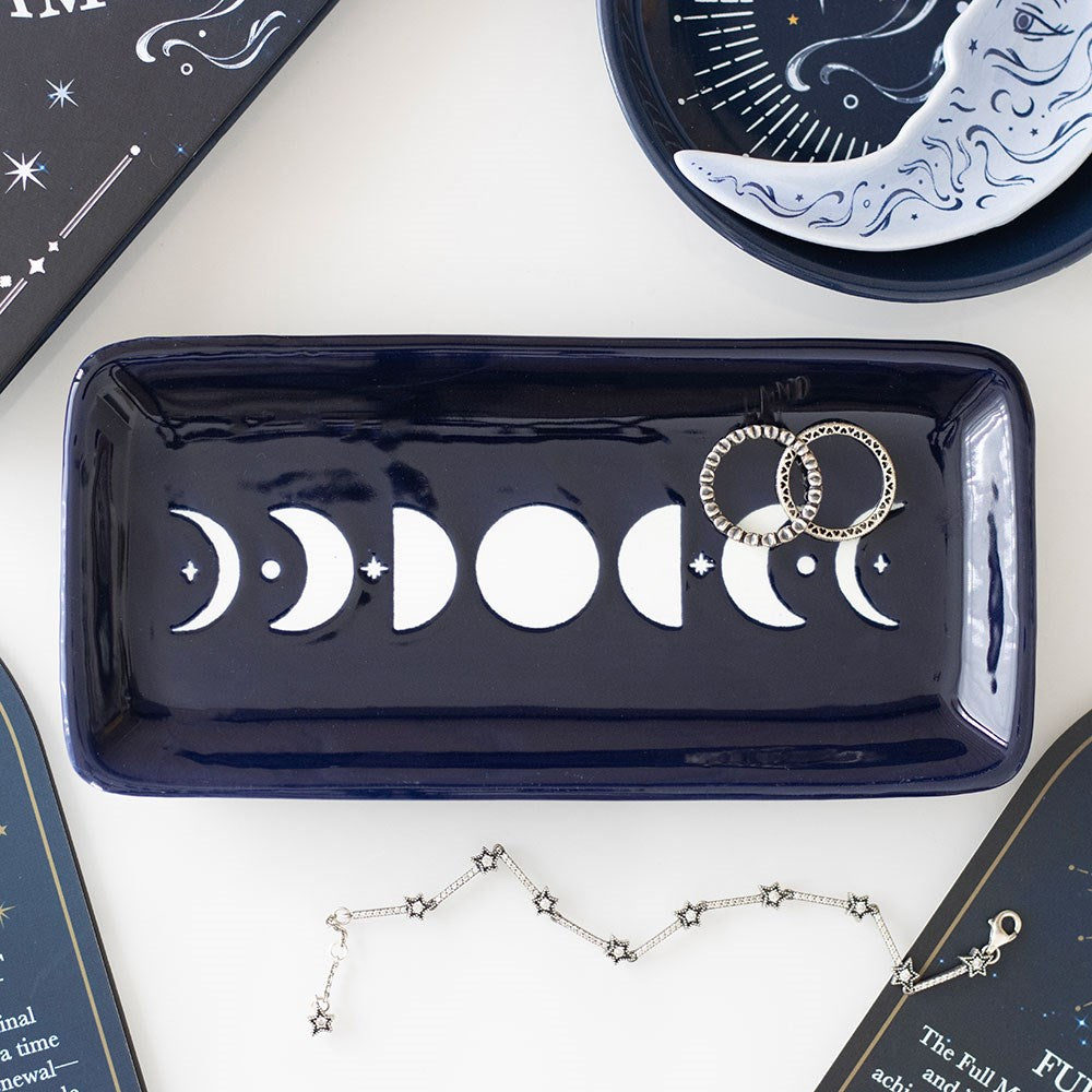 Blue Moon Phase Trinket Dish | Ceramic Jewellery & Crystal Holder