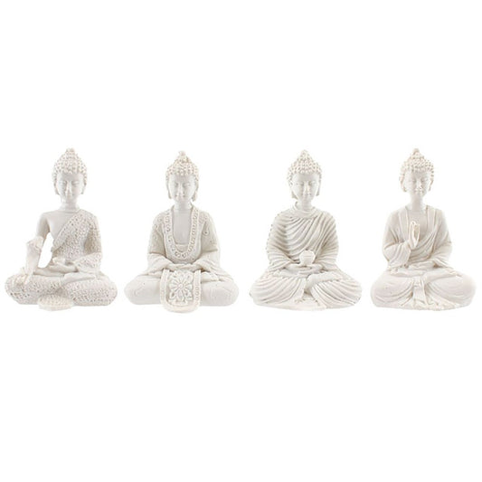 Mini White Thai Buddha Statues | Set of 4 - Crystal Nest