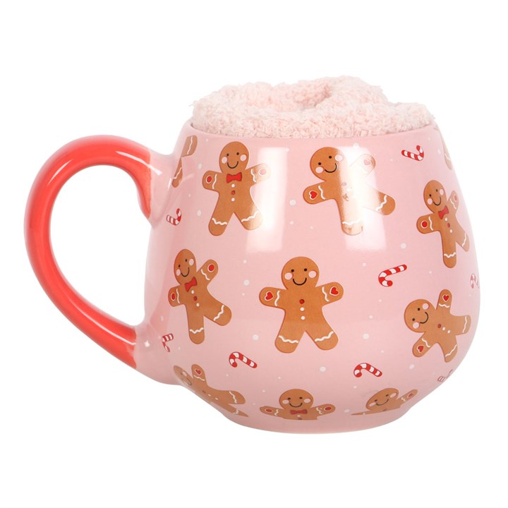 Pink Gingerbread Mug and Socks Set | Cosy Christmas Gift