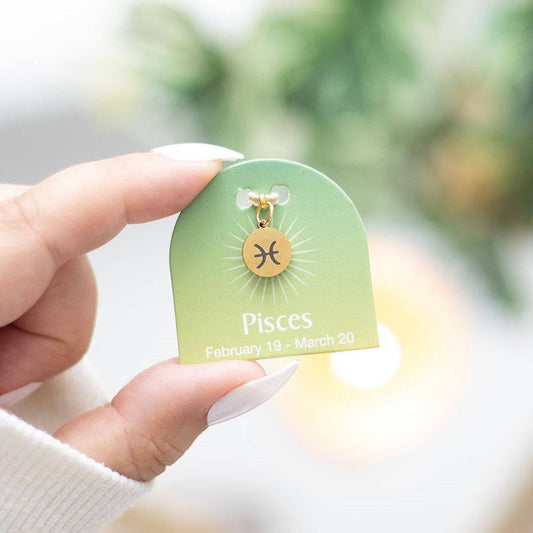 Pisces Gold Tone Zodiac Sign Charm - Crystal Nest