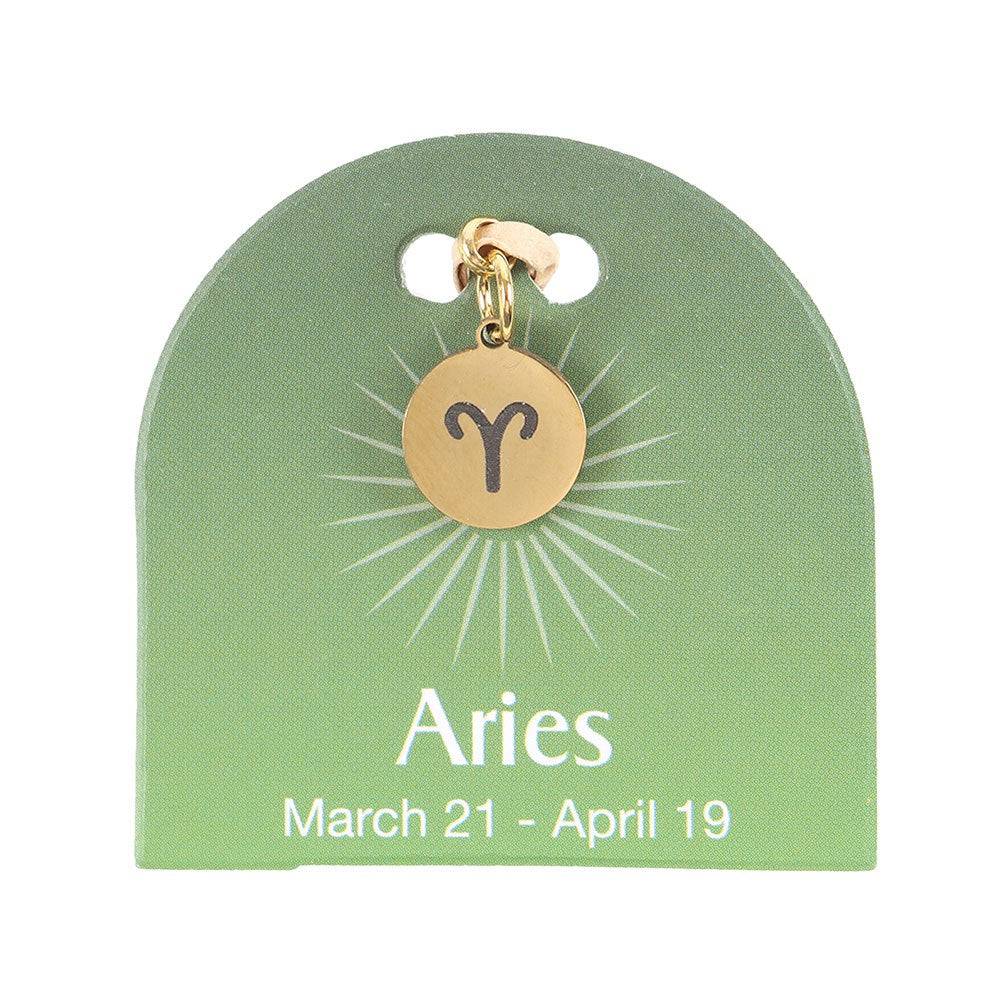 Aries Gold Tone Zodiac Sign Charm - Crystal Nest