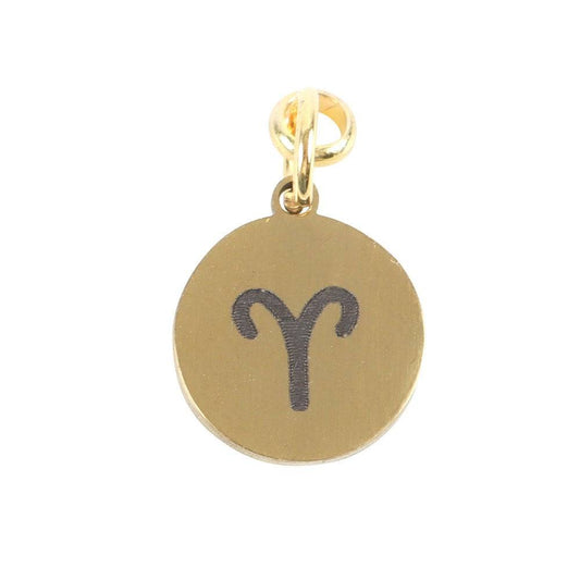 Aries Gold Tone Zodiac Sign Charm - Crystal Nest