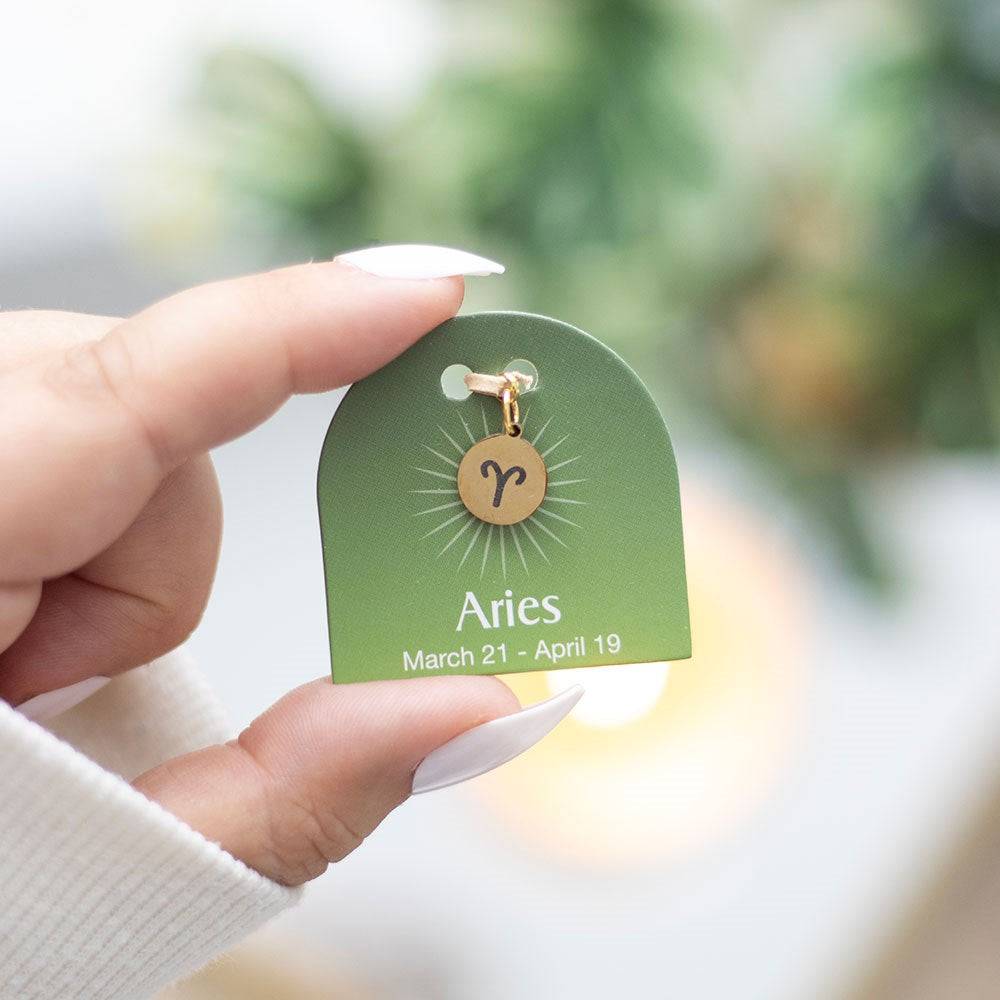 Aries Gold Tone Zodiac Sign Charm - Crystal Nest