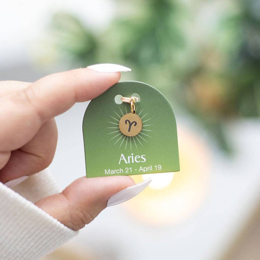 Aries Gold Tone Zodiac Sign Charm - Crystal Nest