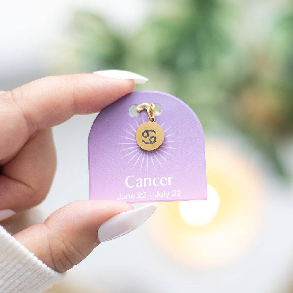 Cancer Gold Tone Zodiac Sign Charm - Crystal Nest