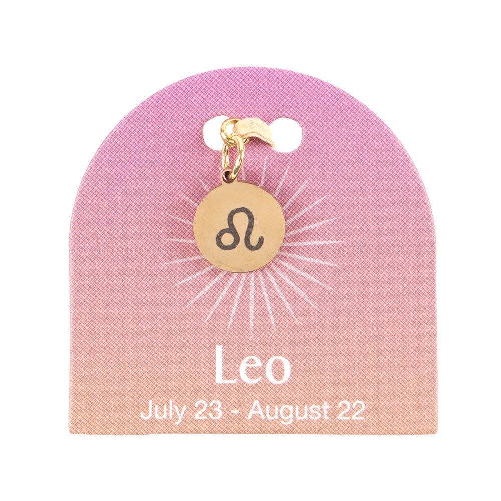 Leo Gold Tone Zodiac Sign Charm - Crystal Nest