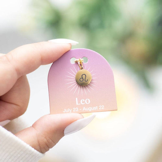 Leo Gold Tone Zodiac Sign Charm - Crystal Nest