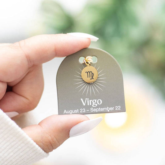 Virgo Gold Tone Zodiac Sign Charm - Crystal Nest