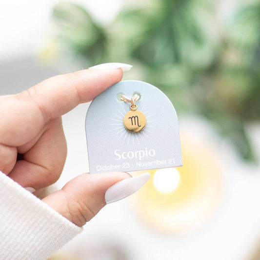 Scorpio Gold Tone Zodiac Sign Charm - Crystal Nest