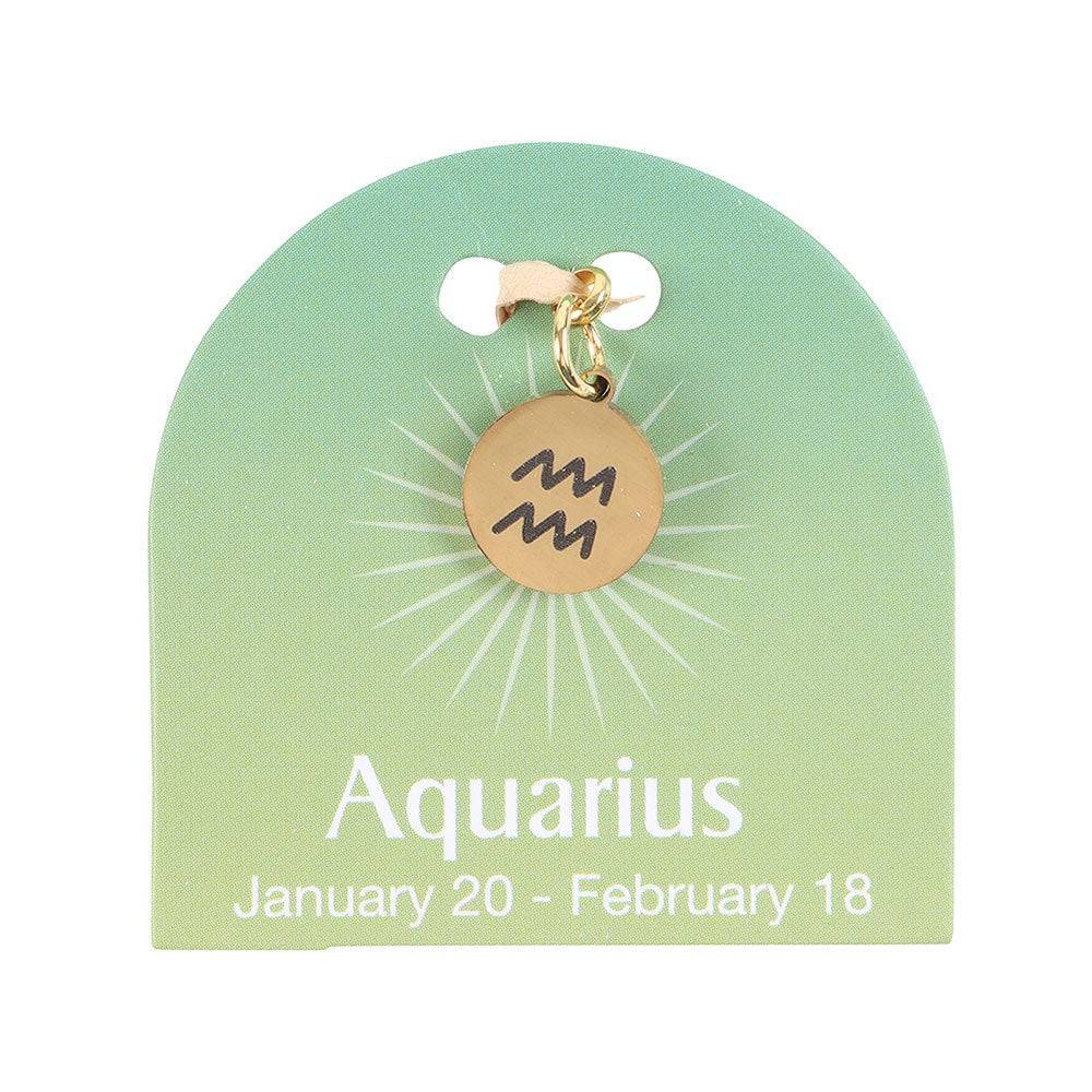 Aquarius Gold Tone Zodiac Sign Charm - Crystal Nest