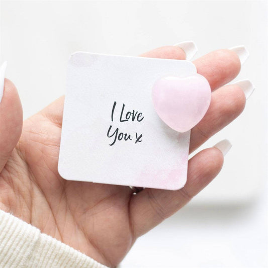I Love You - Rose Quartz Crystal Heart - A Token of Love and Positivity - Crystal Nest
