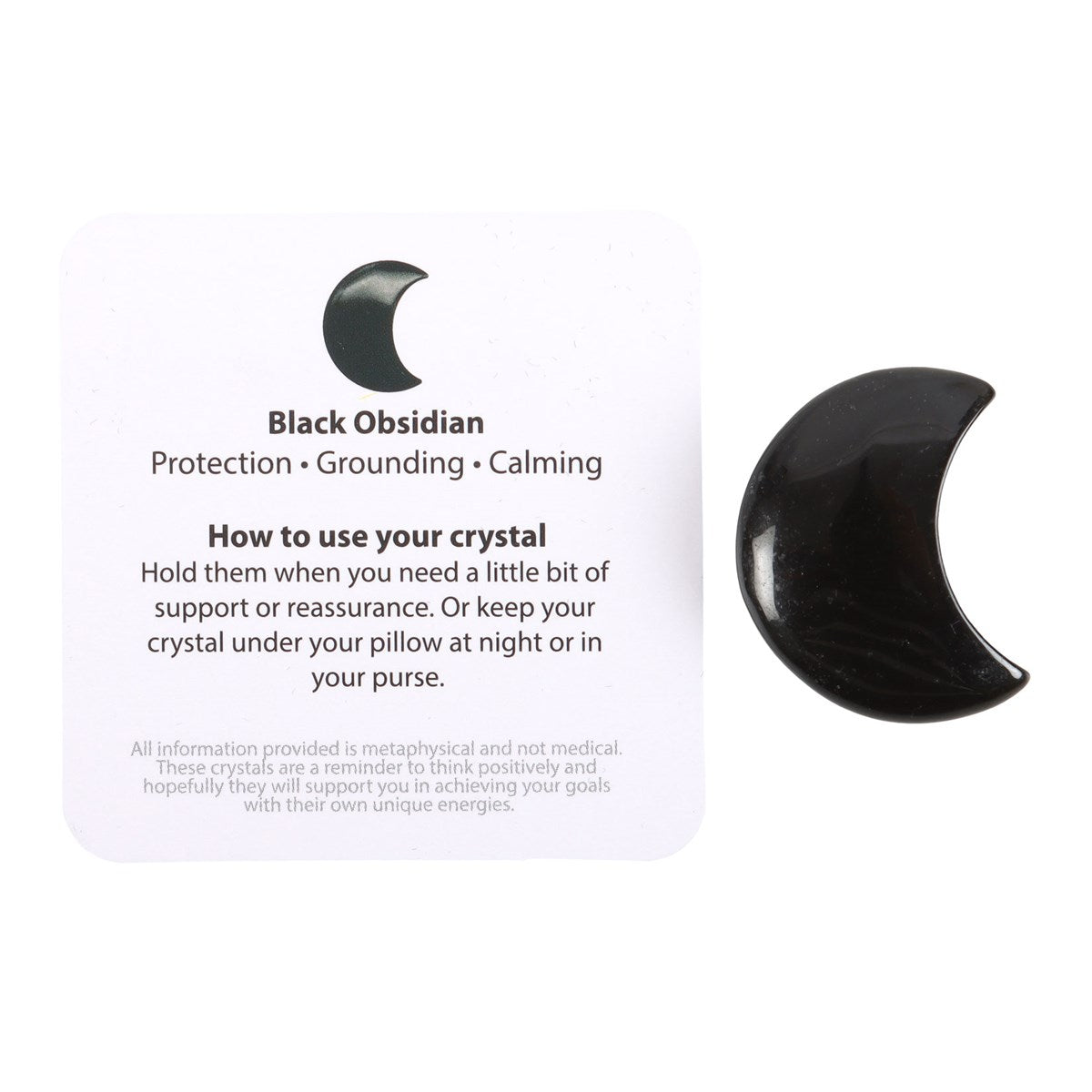 Black Obsidian Crescent Moon Crystal | The Darkest Nights - Crystal Nest
