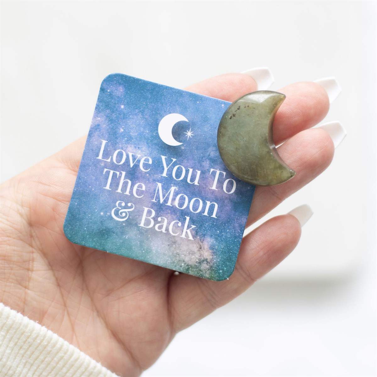 Labradorite Crescent Moon Crystal | Love You to the Moon & Back - Crystal Nest
