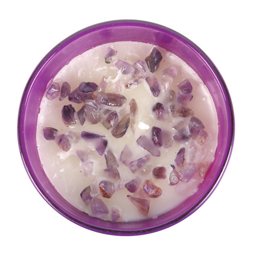 Aquarius Zodiac Amethyst Crystal Candle - January 20th to February 18th - Crystal Nest