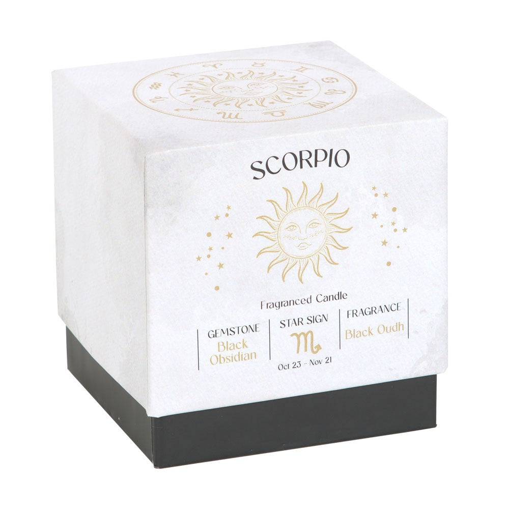 Scorpio Zodiac Black Obsidian Crystal Candle - October 23 to November 21 - Crystal Nest